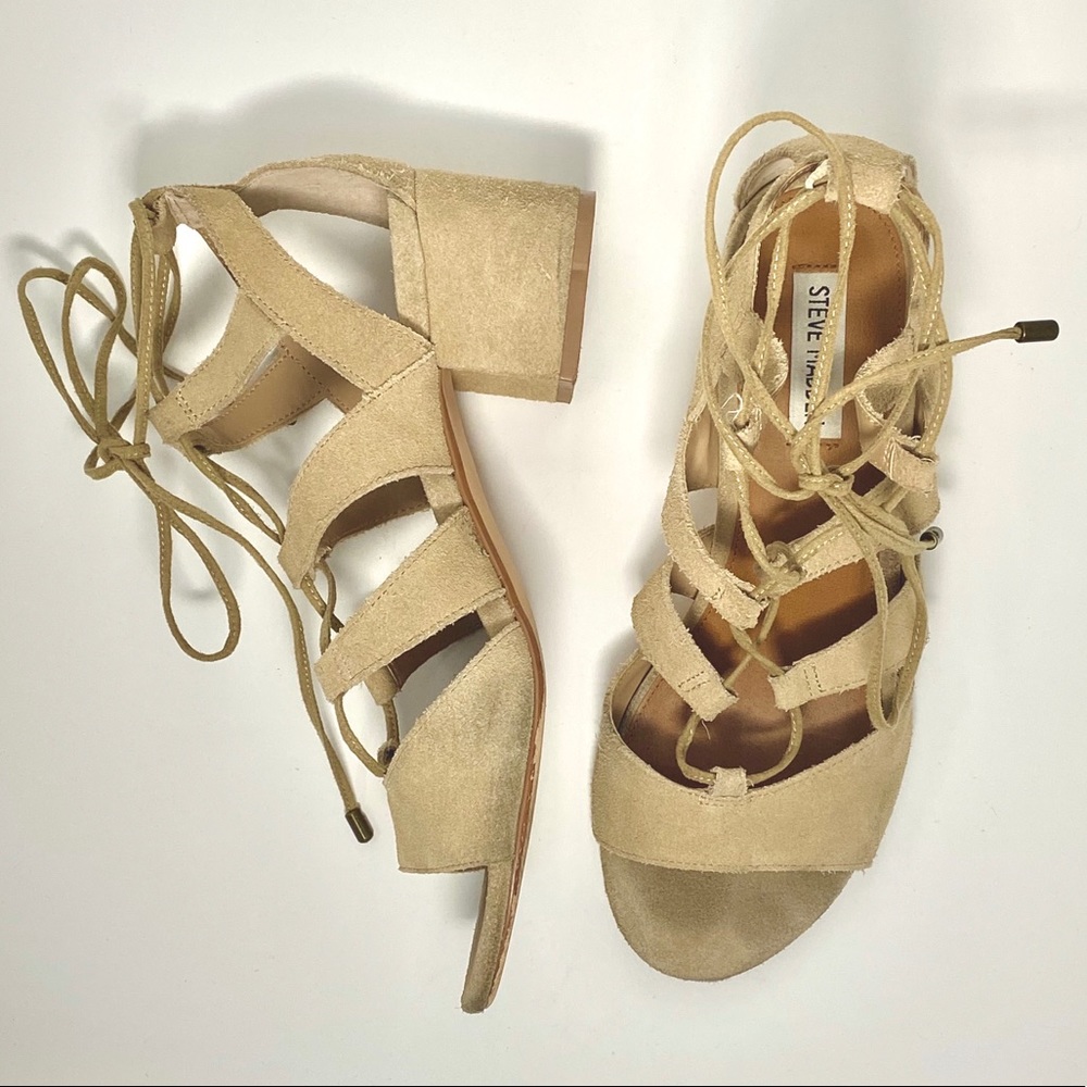 Hydii Steve Madden Beige Suede Sandals - Picture 1 of 8